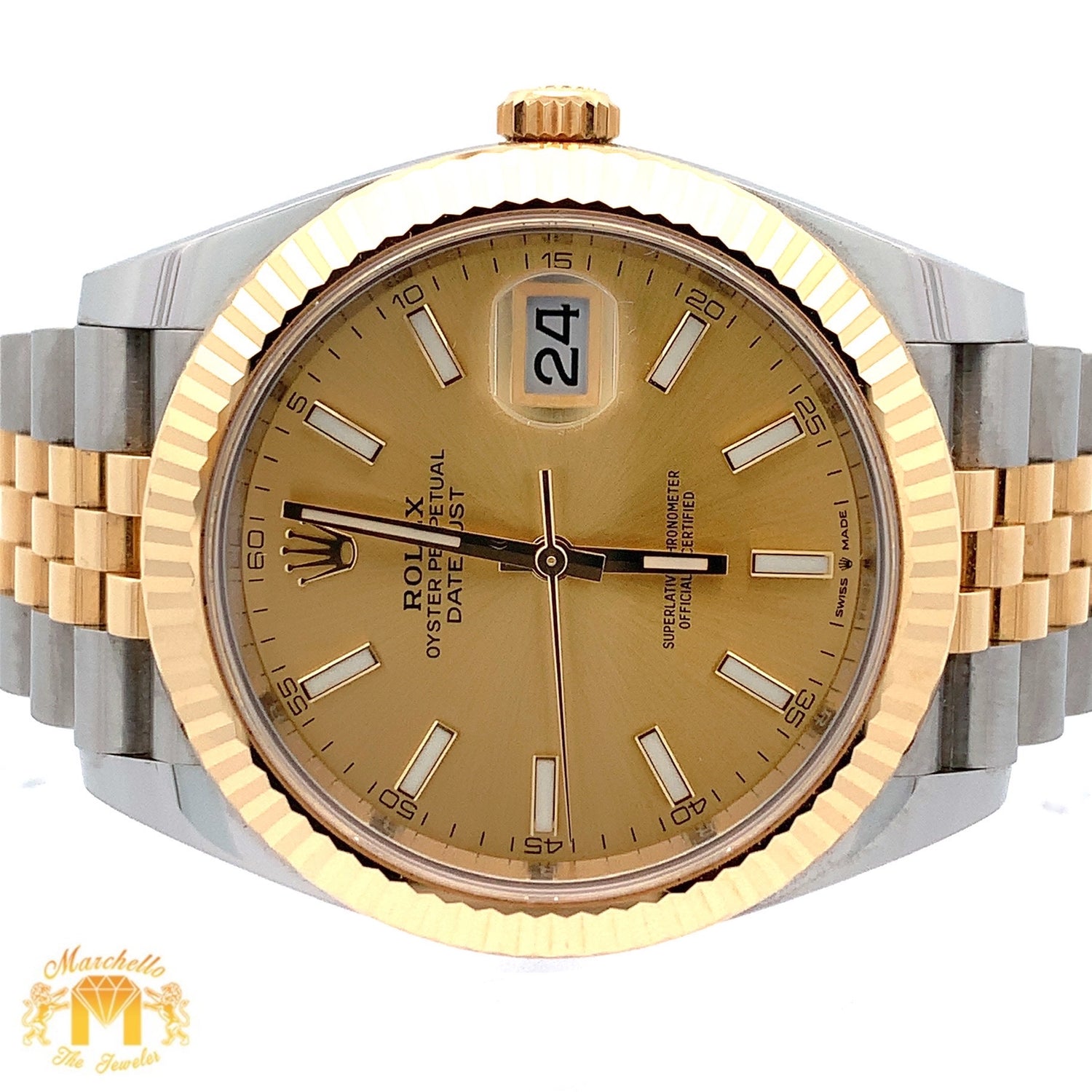 41mm Rolex Watch with Two-Tone Jubilee Bracelet (fluted bezel, champagne dial)