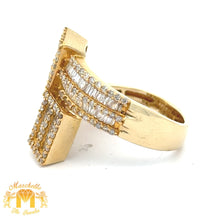 Load image into Gallery viewer, 14k Yellow Gold and Diamond XL Twin Square Ring with Baguette and Round Diamonds