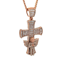 Load image into Gallery viewer, Gold and Diamond Cross Pendant and Gold Cuban Chain (choose your color)