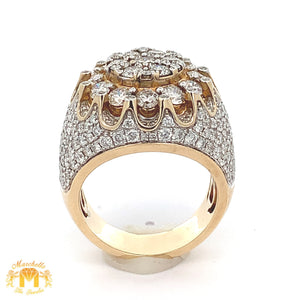 5.30ct Diamond 10k Yellow Gold Flower Shape Ring with Round Diamonds