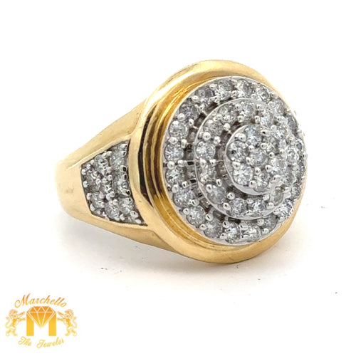 14k Yellow Gold and Diamond Men`s Ring with Round Diamonds