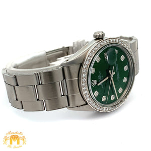 34mm Rolex Oyster Perpetual Diamond Watch with Stainless Steel Oyster Bracelet (choose your color)