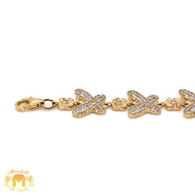 Load image into Gallery viewer, Butterfly Ladies`Gold and Diamond Bracelet with Baguette and Round Diamonds(choose gold color)