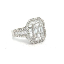 Load image into Gallery viewer, 18k white gold and diamond Fancy Ring with Baguette and Round Diamonds