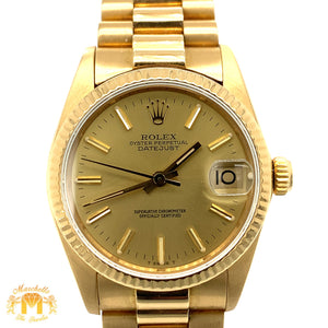 31mm 18k Yellow Gold Rolex Datejust Watch (fluted bezel)