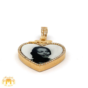 14k Yellow Gold Heart Shaped Memory Diamond Pendant