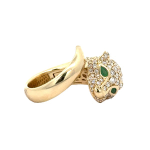 14k Yellow Gold and Diamond Fancy Panther Ring (solid)