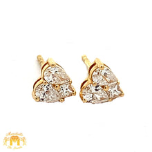 Load image into Gallery viewer, 18k Gold and Diamond Heart Earrings with Princess Cut and Pear Diamonds combination