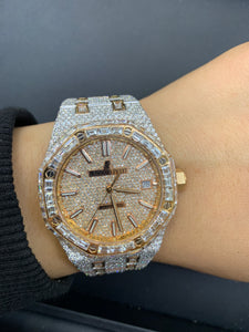 Iced out 37mm Audemars Piguet Two-tone Rose Gold AP Diamond Watch