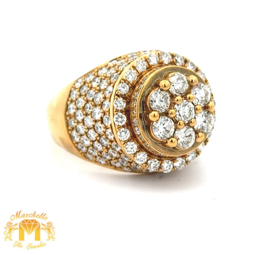 3.88ct diamonds 14k Yellow Gold Men`s Cake Ring with Round Diamonds