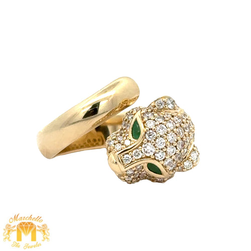 14k Yellow Gold and Diamond Fancy Panther Ring (solid)