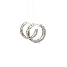 Load image into Gallery viewer, 14k white gold and diamond Hoop Earrings with Round Diamonds