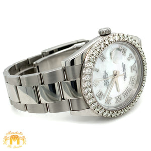 41mm Rolex Datejust Diamond Watch with Oyster Band (Mother of pearl ( MOP ) factory Roman dial) (Model number: 12300 )