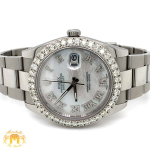 41mm Rolex Datejust Diamond Watch with Oyster Band (Mother of pearl ( MOP ) factory Roman dial) (Model number: 12300 )