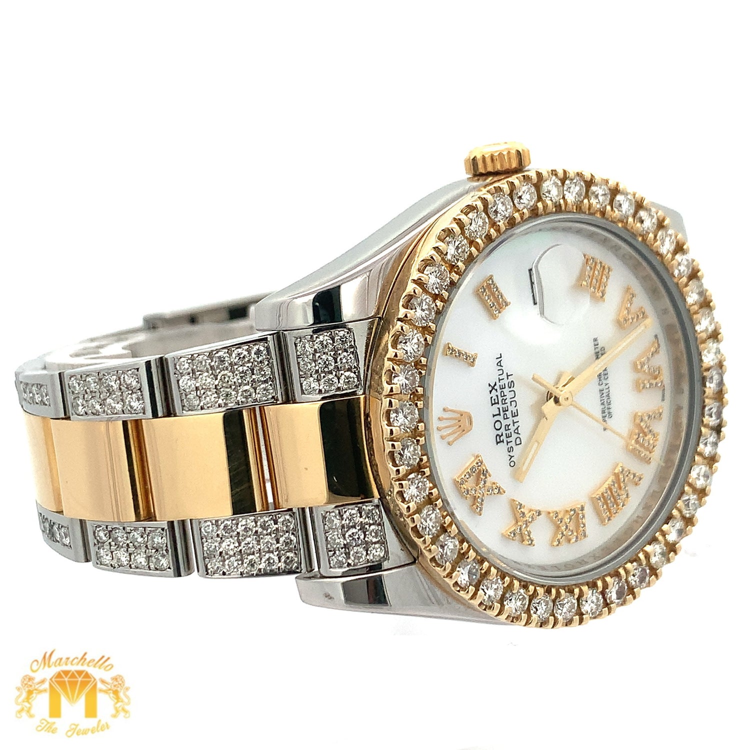 41mm Rolex Watch with Two-Tone Oyster Diamond Bracelet (Mother of pearl (MOP) dial)