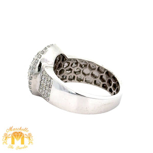 White Gold and Diamond Round Shape Men`s Ring