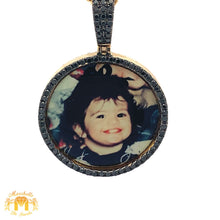 Load image into Gallery viewer, 14k Yellow Gold Memory Picture Pendant with Black and White Round Diamonds