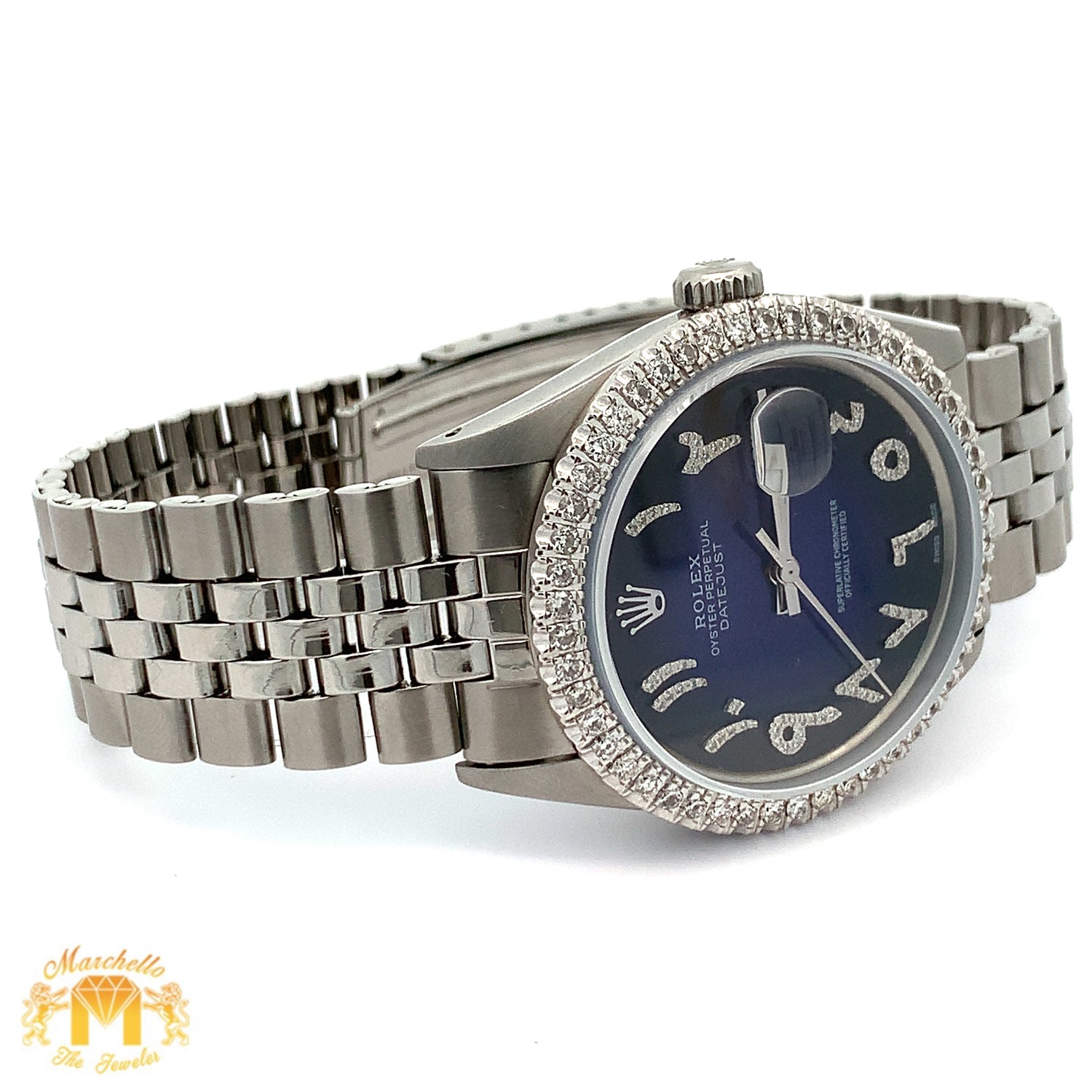 36mm Rolex Diamond Watch with Stainless Steel Jubilee Bracelet