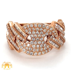 14k Gold Hybrid Cuban Style Diamond Ring (choose a color)
