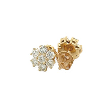 Load image into Gallery viewer, 14k yellow gold and diamond Flower Earrings