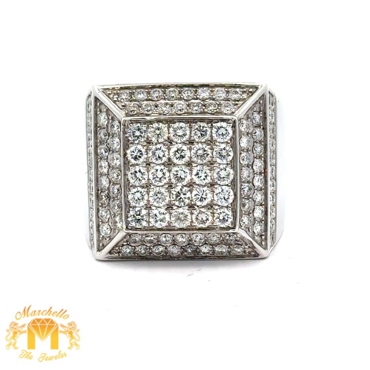 3.50ct diamonds 14k White Gold Square Shape Ring with Round Diamonds