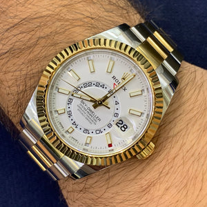 Full Factory 42mm Rolex Sky-Dweller Watch with Two-Tone Oyster Bracelet