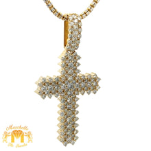 Load image into Gallery viewer, 9.98ct Diamonds 14k Gold Extra Large Cross with Round Diamonds and 3mm Ice Link Chain Set(choose your color)