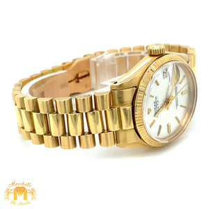 31mm 18k Yellow Gold Rolex Oyster Perpetual Watch (fluted bezel)