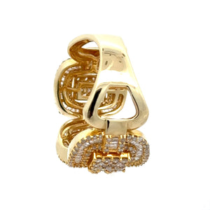 14k Yellow Gold and Diamond Men`s Ring with Round and Baguette Diamonds