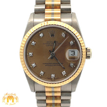 Load image into Gallery viewer, Full Factory 31mm 18k Tri-color Rolex Diamond Watch (champagne dial with diamonds)