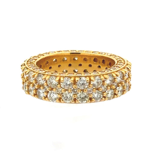 14k Yellow Gold and Diamond Eternity Wedding Band with Round Diamonds