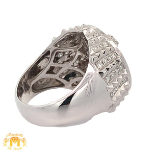 14k White Gold and Diamond Jesus Head Ring with Round Diamonds