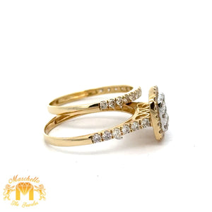 Gold and Diamond 2-piece Square shaped Bridal Set (choose your color)