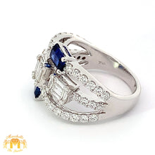 Load image into Gallery viewer, VVS/vs EF color high clarity diamonds set in a 18k White Gold Diamond Ring with Blue Sapphire Stone