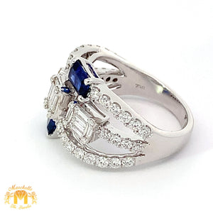 VVS/vs EF color high clarity diamonds set in a 18k White Gold Diamond Ring with Blue Sapphire Stone