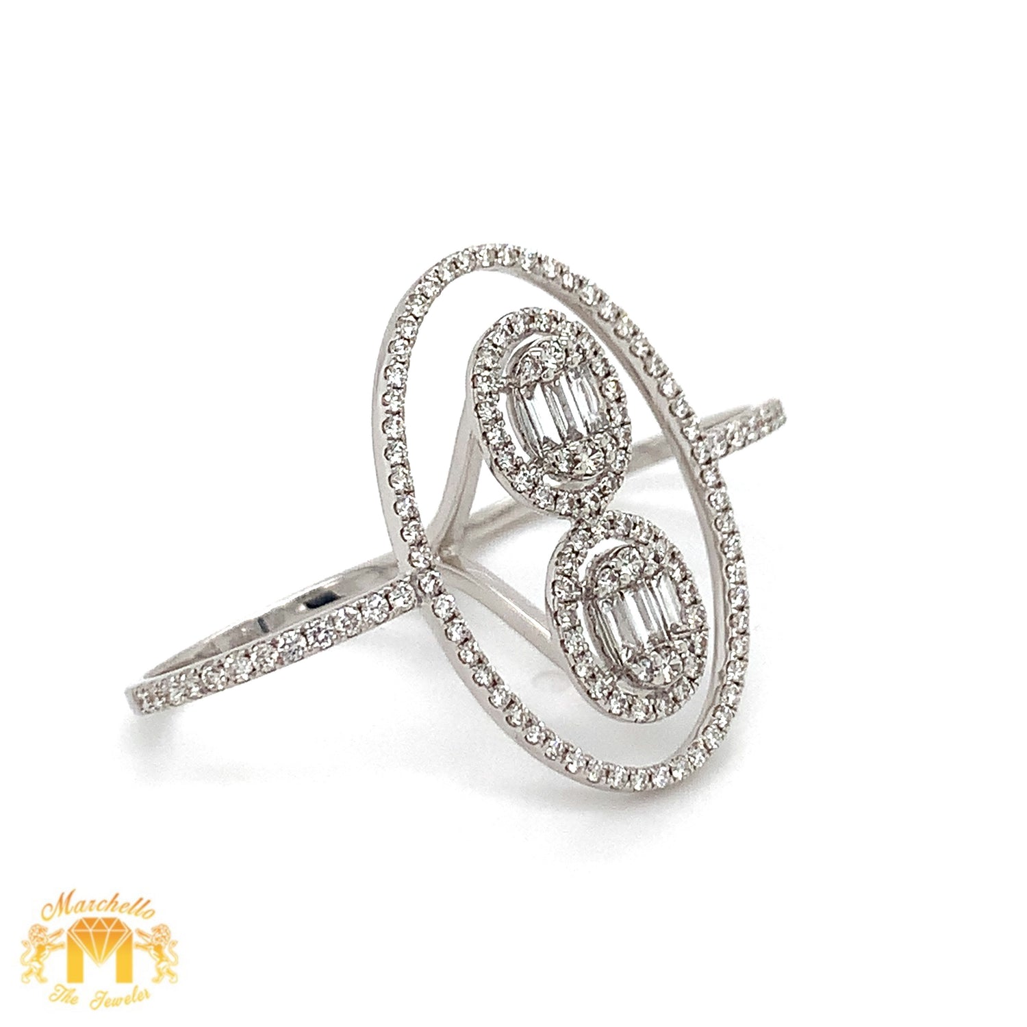VVS/vs high clarity diamonds set in a 18k White Gold Ladies' Two-Finger Ring (VVS diamonds)