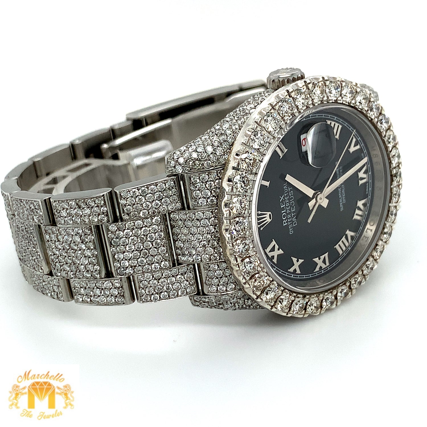 Iced Out Diamond 36mm Rolex Datejust Watch with Oyster Bracelet