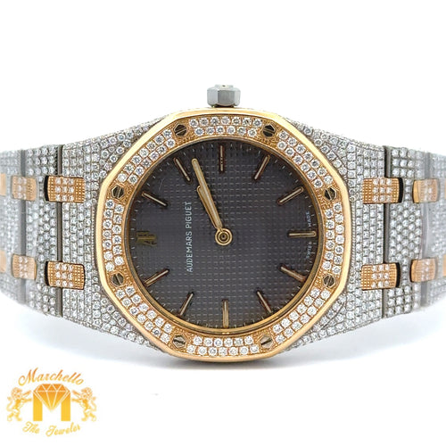 33mm Iced out Audemars Piguet (AP) Watch with Two-Tone: gold and stainless steel Bracelet (Model: 4092)