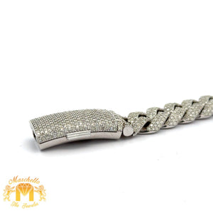 11.70ct diamonds 14k White Gold Miami Cuban Bracelet with Round Diamonds