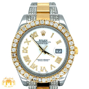 41mm Rolex Datejust Diamond Watch with Two-tone Oyster Band (Mother of pearl ( MOP ) factory Roman dial) (Model number: 116333)