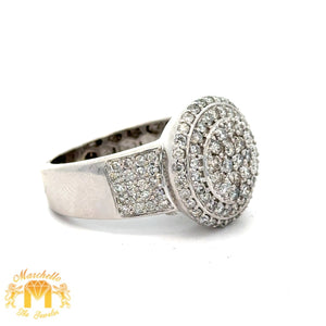 White Gold and Diamond Round Shape Men`s Ring