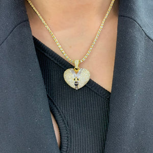 14k gold and diamond Heart Pendant and Gold Ice Link Chain (choose your color)