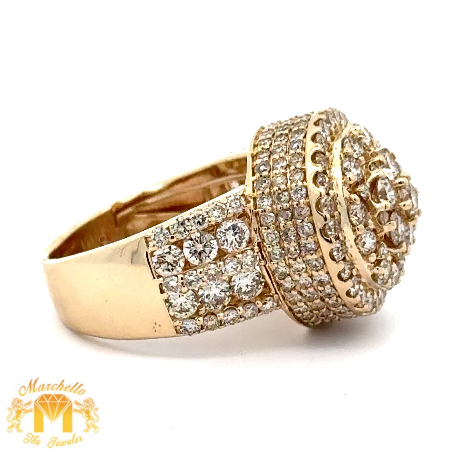 4.60ct diamonds 14k Yellow Gold Men`s Ring with Round Diamond