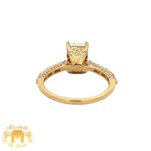 Load image into Gallery viewer, 18k Yellow Gold and Diamond Engagement Ring with Emerald cut Diamonds