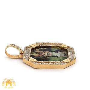 Yellow Gold and Diamond Memory Picture Pendant with Baguettes and Round Diamonds
