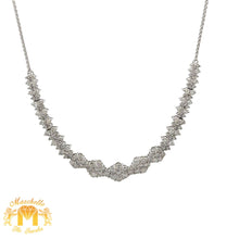 Load image into Gallery viewer, 14k white gold and diamond V shape Flower design Fancy Necklace