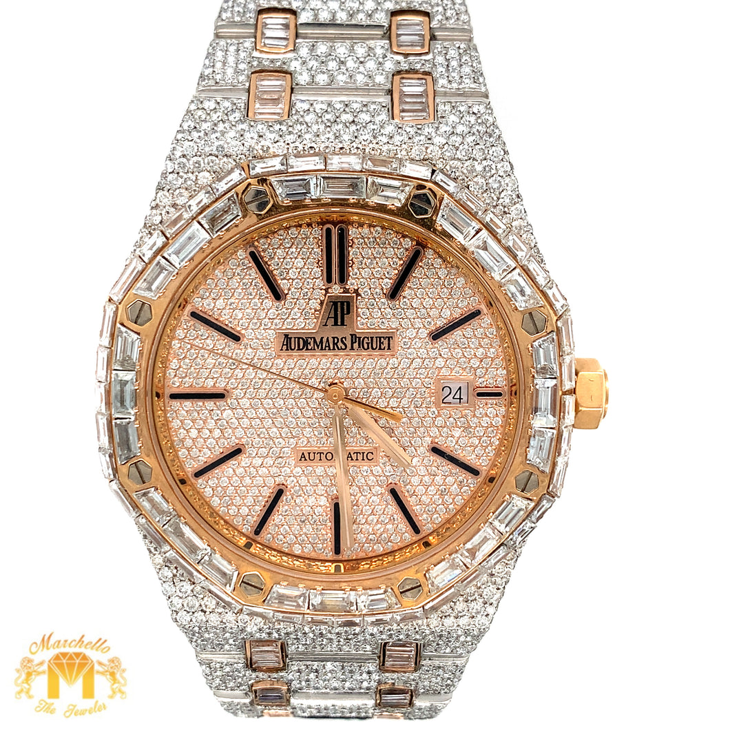 Iced out 41mm Audemars Piguet Two-tone Rose Gold AP Diamond Watch