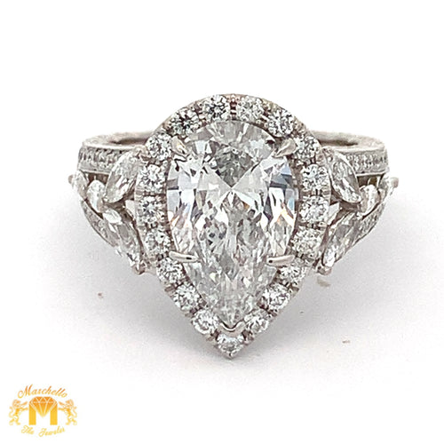 5.02ct VS1 Clarity&E in color, GIA certified 18k gold Pear shape Natural/Real Earth mined diamond Engagement Ring