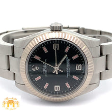 Load image into Gallery viewer, 31mm Rolex Watch with Stainless Steel Oyster Bracelet (black dial with pink hour markers)