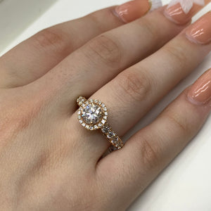 18k Rose Gold and Diamond Engagement Ring with Round Diamonds